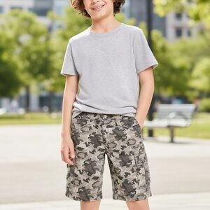 DIESEL Gray Camo Cargo Shorts Boys 12 Camoflauge Flat Front Skater Grunge